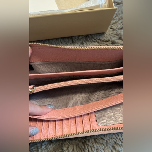 MICHAEL Michael Kors Leather Continental Wristlet Wallet Sunset Rose - Picture 6 of 6